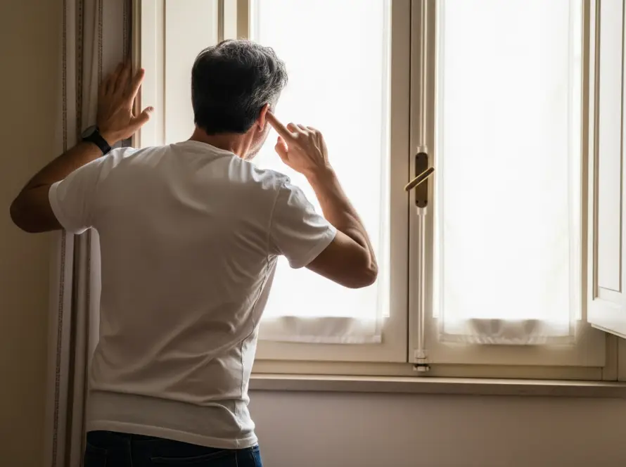 Persona infastidita dai rumori cittadini perché abita in una casa con degli infissi vecchi che non isolano dai rumori.